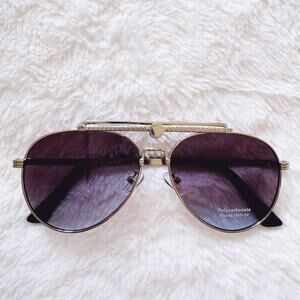 Doug Clear Blue W/ Silver Rim Aviator Sunglasses
